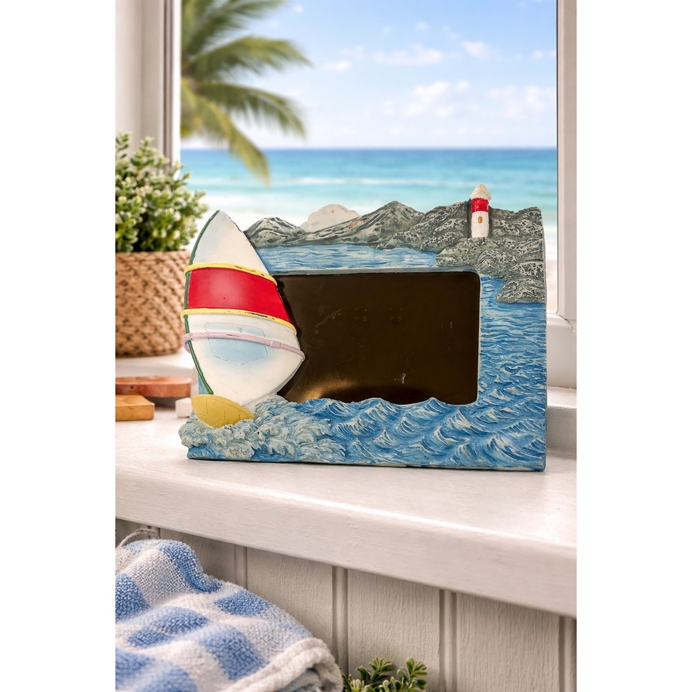 Vintage Nautical Windsurfer Lighthouse 3D Resin Picture Frame Beach Decor 4x3‎